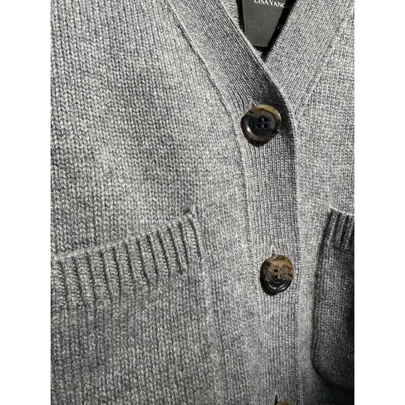 Lisa Yang Danni Cardigan Sweater 100% Cashmere Heathered Grey Size 1 Small Med - Picture 11 of 16